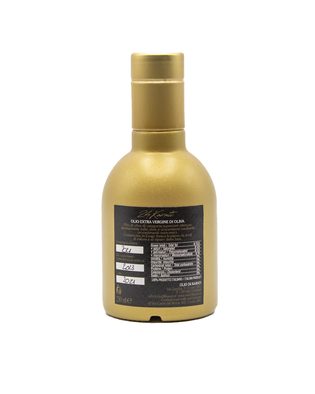 Bottiglia Gold - Olio EVO Monocultivar "La Coratina" - 250 ml